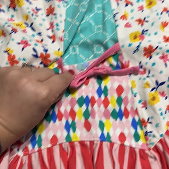 Wild Flowers Floral Asymmetrical Tank w/ Bow Detailed Side Pockets Girls Size 4 - Picture 6 of 8